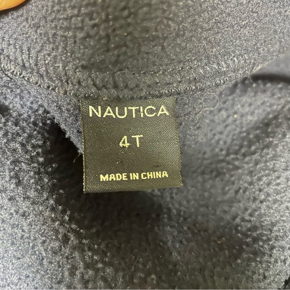 Nautica kids unisex 1/4 zip navy fleece trimmed with red size 4T 100% polyester - Picture 6 of 6
